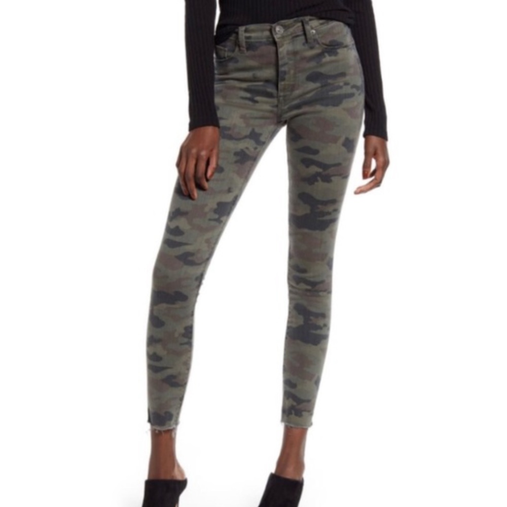 Hudson High Waist Barbara Crop Raw Hem Camo skinny jeans